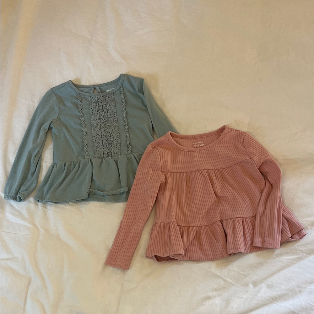 OshKosh B'gosh Girls' Teal and Rose Long Sleeve Tops